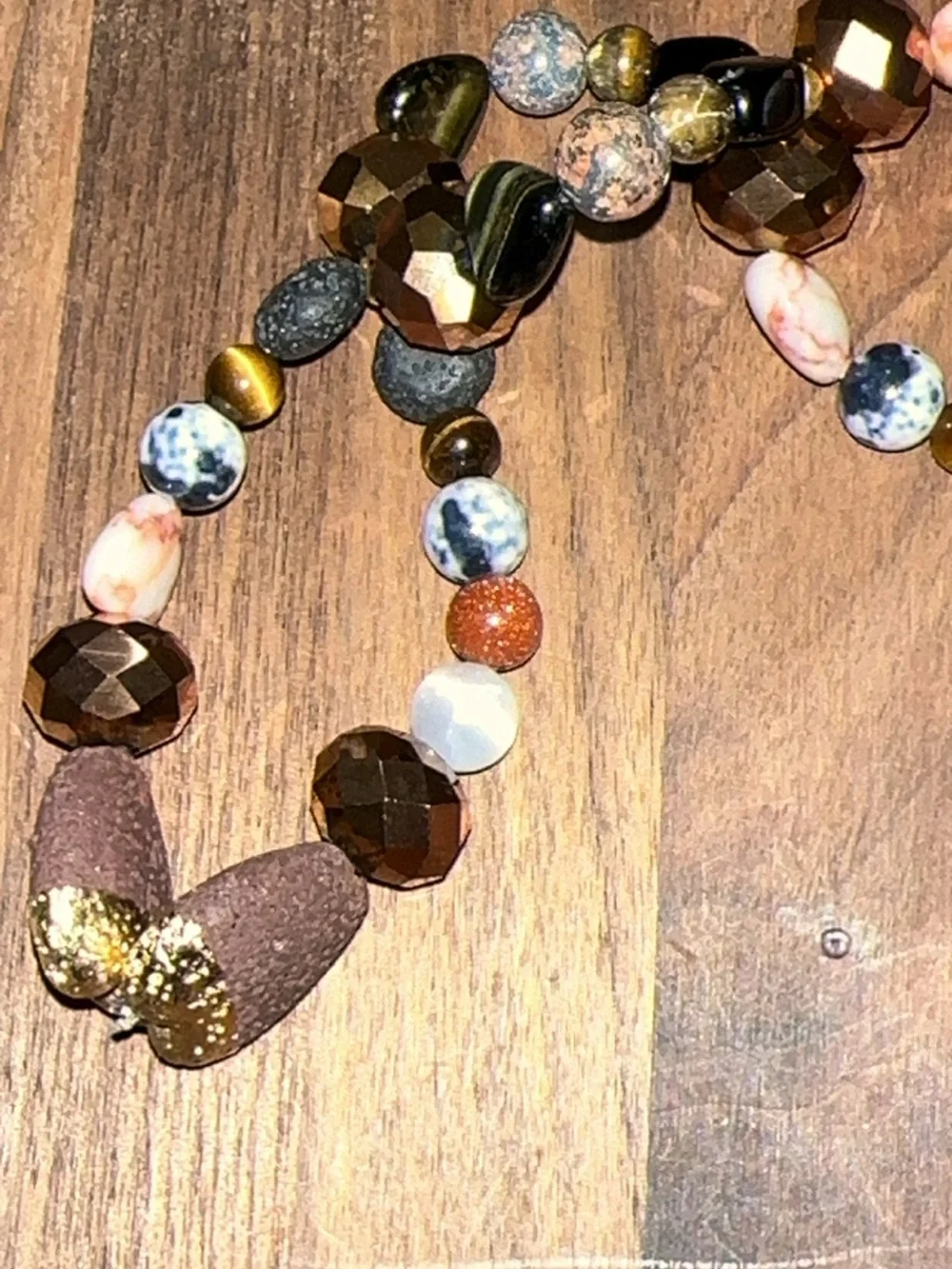 Bohemian Shimmer HangCharm (Web Jasper, Leopard Jasper, Tiger’s Eye, Lave Stone)